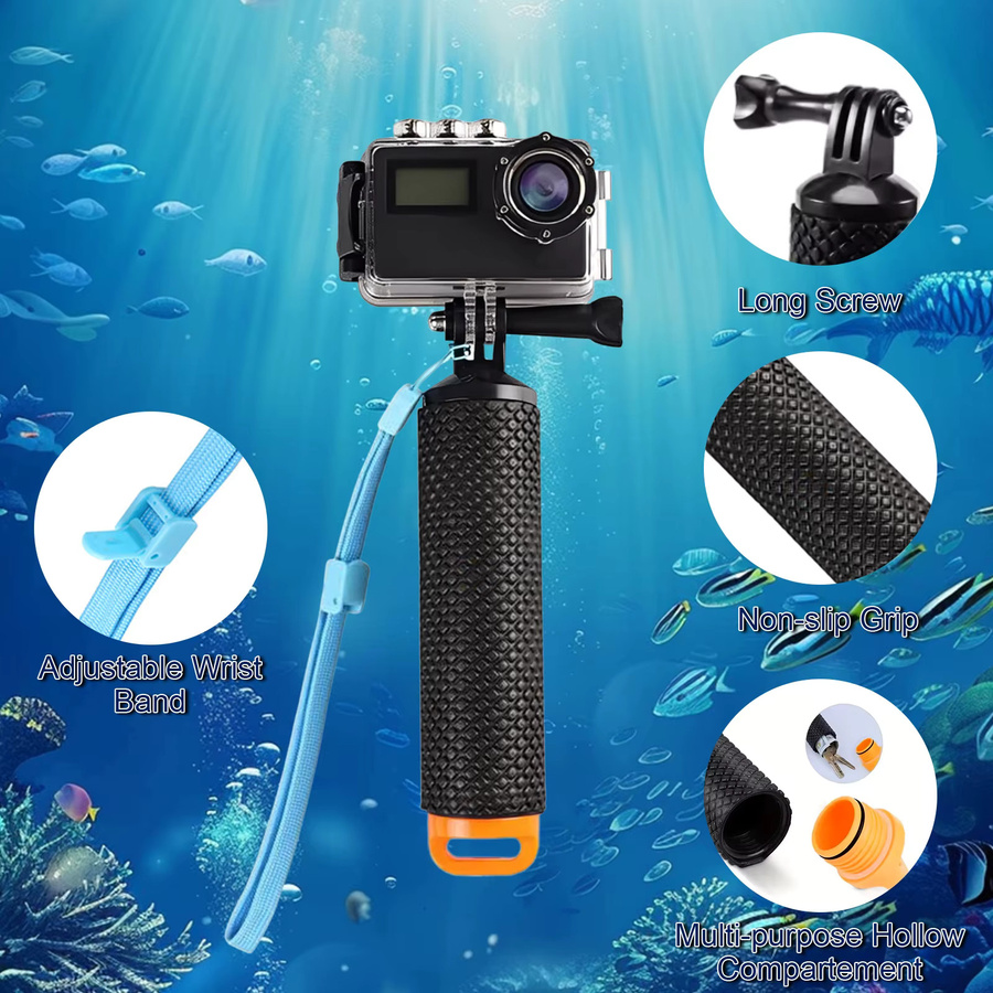Schwimmender Handgriff für GoPro 8 in Blau, Unterwasser-Griffhalterung für Selfie-Sticks beim Schnorcheln und Wassersport - Bild 3