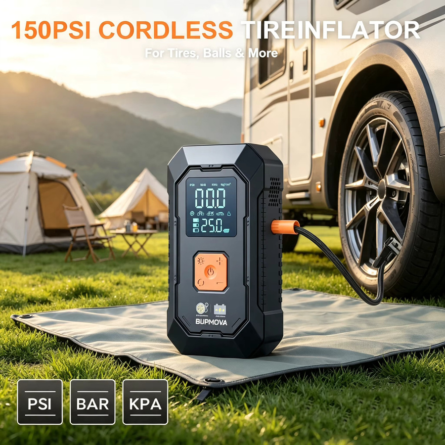 BSMOOM 1500A Starthilfe-Powerbank mit integrierter Luftpumpe und 25000 mAh Akku für Benzin- und Dieselmotoren bis 10,0L, Schwarz - Bild 4