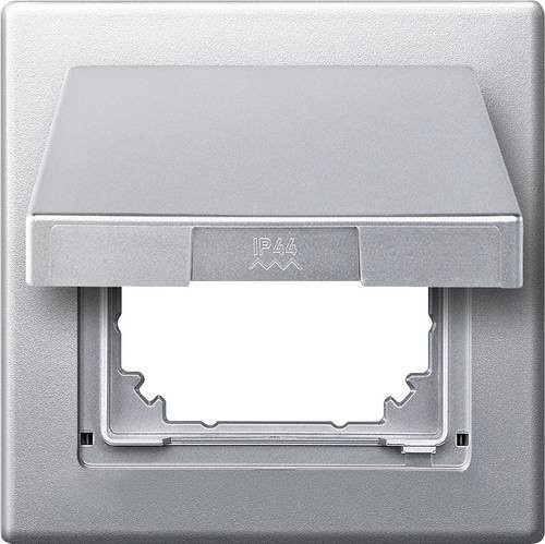 Merten Schutzkontakt-Steckdose mit Klappdeckel in Silber Aluminium IP44 - Bild 1