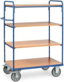Fetra Etagenwagen 8200 in Blau mit 1 festem und 3 Einlegeböden sowie TPE-Reifen, Tragkraft 500kg - Bild 1