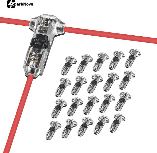 SparkNova T-Tap Drahtverbinder Set, lötfreie 1-polige elektrische Anschlussklemmen für Niederspannung und Auto, 10 oder 20 Stück - Bild 1