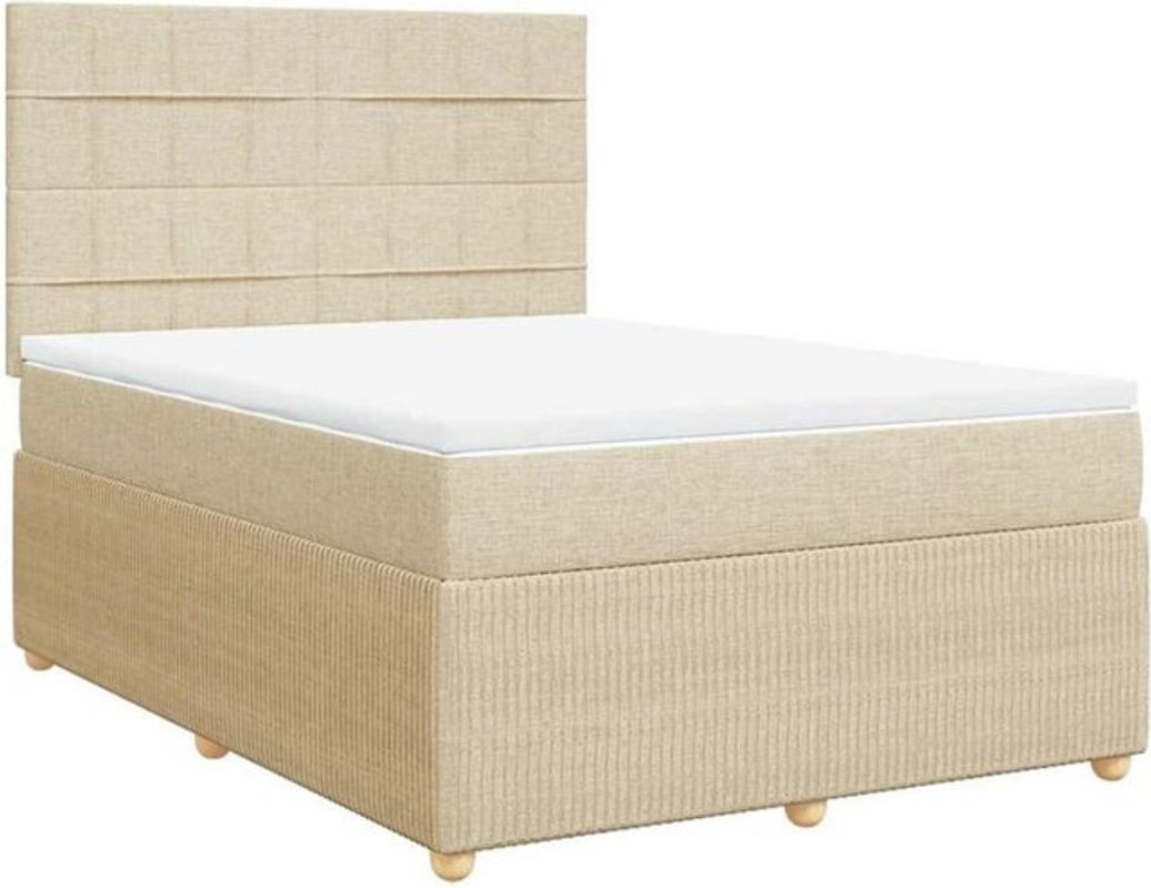 vidaxl Boxspringbett mit Matratze in Beige aus Stoff und Holzwerkstoff B/T/H: 140 x 200 cm - Bild 1