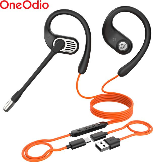 Oneodio OpenRock Lin 10 Kabelgebundene Open-Ear-Kopfhörer in Schwarz mit AI ENC-Mikrofon und USB-C Anschluss für Büro und PC - Bild 1