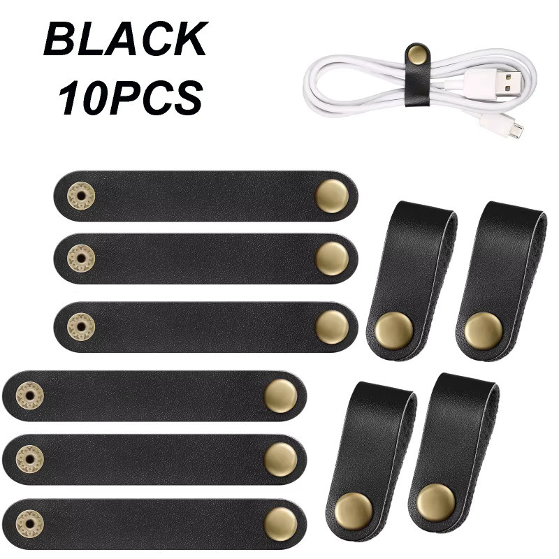 Leder-Kabelbinder als Kabelmanagement-Halter und Kabelorganisator für USB-Kabel und Kopfhörer - Bild 3
