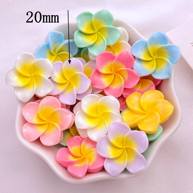 10 Stück Mini Blumen aus Harz in Gelb als flache Rückseite Verzierungen für dein Haarschleifen Zubehör von Yiran bag - Bild 1