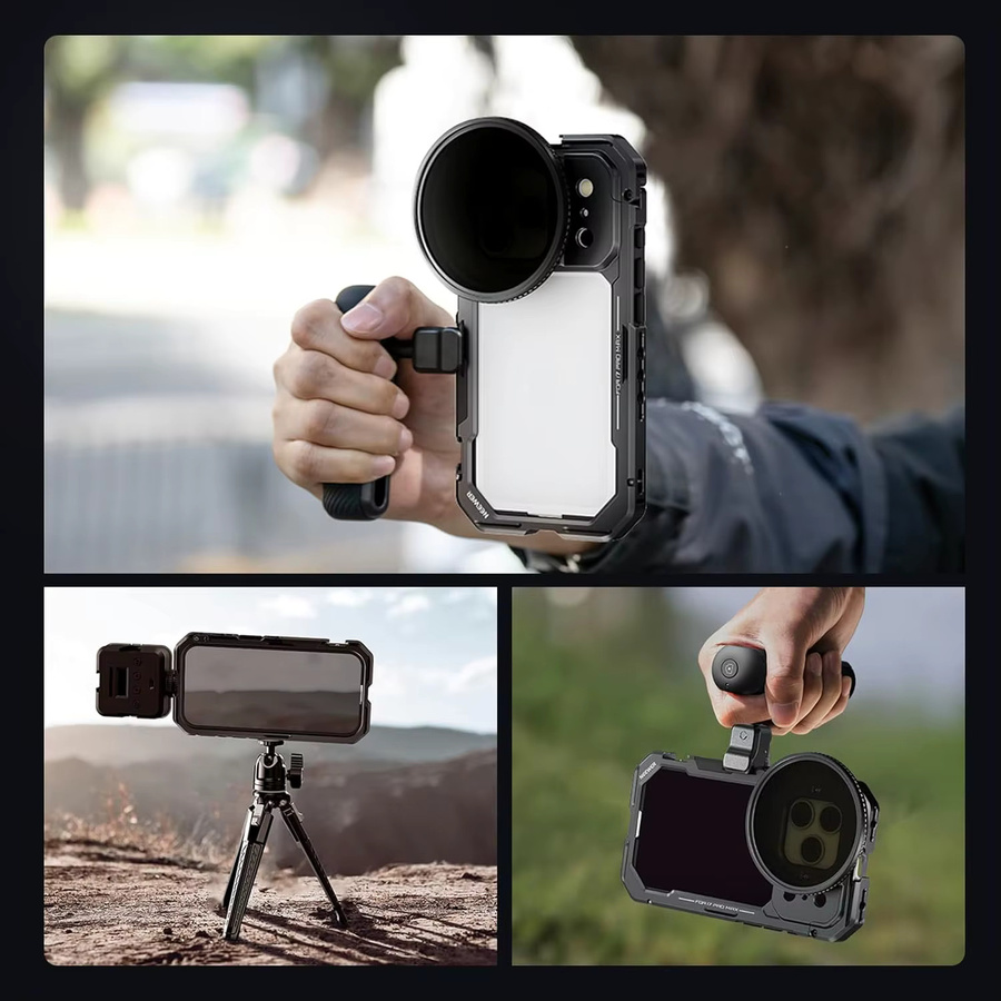 NEEWER Phone Cage Kit für iPhone 17 Pro und iPhone 17 Pro Max in Schwarz mit 67mm Filterring und 17mm Objektiv-Rückplatte - Bild 3