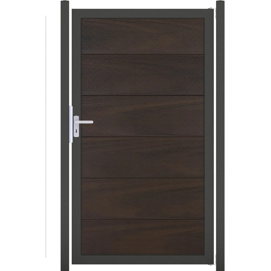 GroJaViento Zauntor Walnuss co-extrudiert mit Rahmen in Anthrazit DB703, B/H: 100 x 180 cm - Bild 2