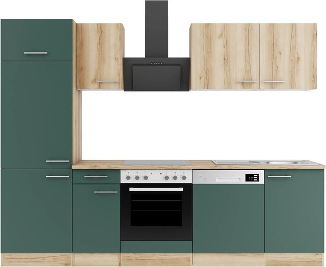 Optifit Küchenzeile KPLS 2702-9+ Liv.290/Sav.405 in Steingrün und Wildeiche Nachbildung, Breite: 270 cm - Bild 1