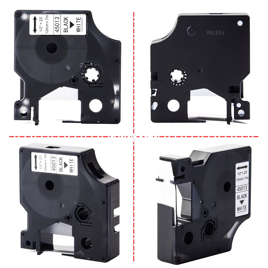 Dymo Klebeband Kassette 45013 Schwarz auf Weiß, Breite: 12 mm, kompatibel mit DYMO LabelManager 100 150 160 200 250 210D 260P 280 360D 420P - Bild 2