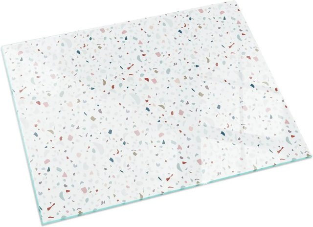 Tulup Kamin-Glasplatte mit geometrischem Muster in Weiß, B: 60 cm, T: 40 cm - Bild 1