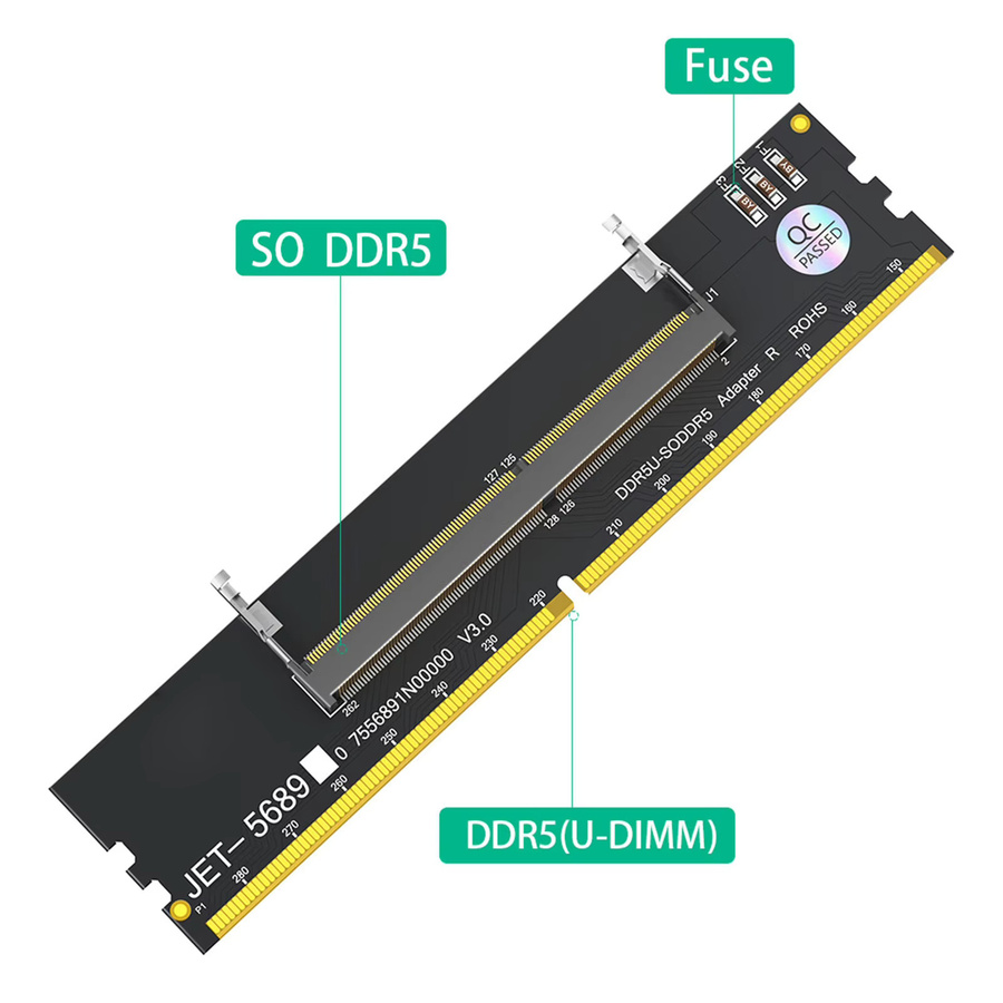 VBESTLIFE DDR5 U-DIMM zu SO-DIMM Adapterkarte in Schwarz für die Konvertierung von Desktop- zu Laptop-Speicher - Bild 4