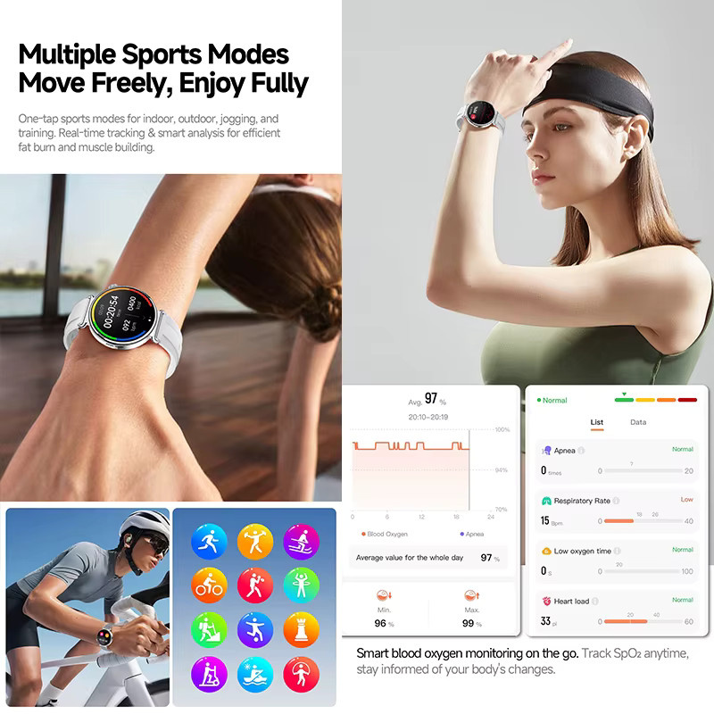 Yaocx Smartwatch für Damen in Silber mit Herzfrequenz-, Blutdruck- und Blutsauerstoffüberwachung, Schlaftracking und Bluetooth-Anruffunktion - Bild 6