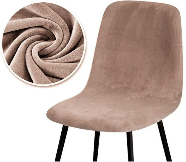 Yiran Furniture Verstellbarer Stuhlbezug aus Samtstoff in Beige für Esszimmer und Barhocker - Bild 1