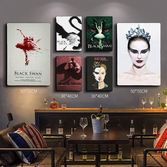 Selbstklebendes Film-Poster Black Swan als Vintage Wandaufkleber in Multicolour, rechteckiges Kunstposter aus Papier - Bild 1