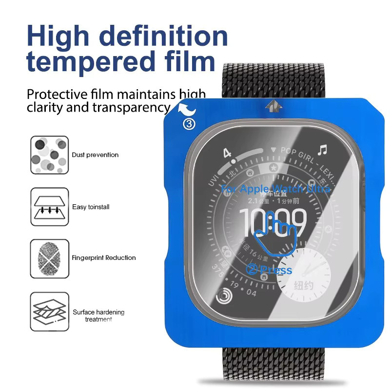 Apple Schutzglas für Apple Watch Ultra, 49 mm, Schwarz, Transparent, Unisex - Bild 2