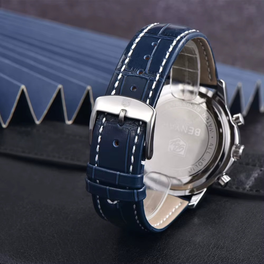 BENYAR Armbanduhr Quarz, Leder, Blau, 46 mm, Herren - Bild 6