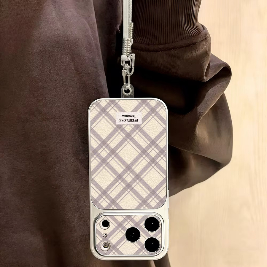 INS Korea Handyhülle mit Lanyard aus Silikon und Leder in Blau für iPhone Modelle - Bild 1
