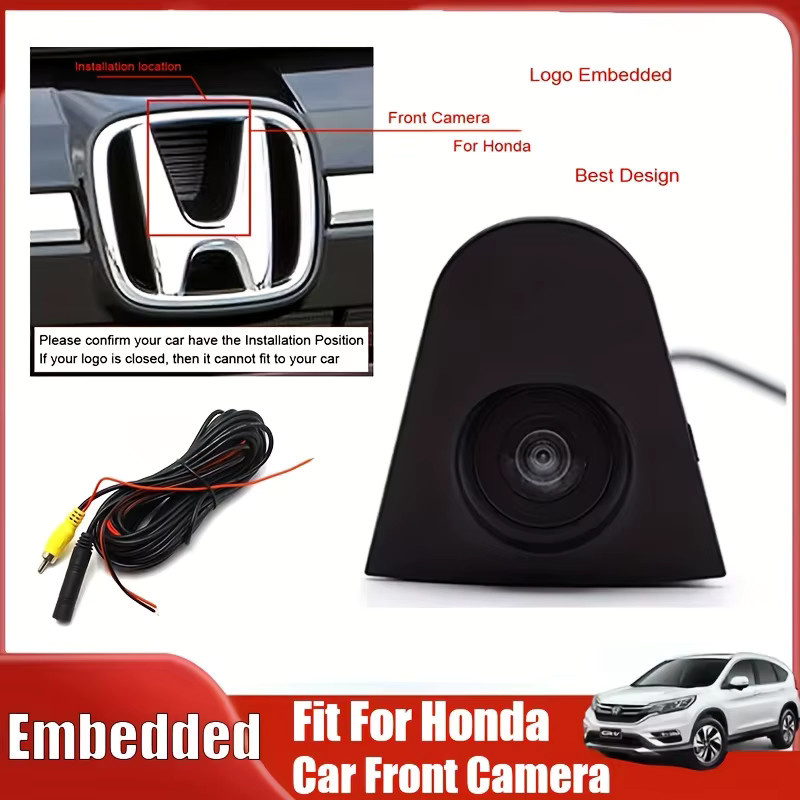 Bileeko Frontkamera mit Logo für Honda CRV URV Civic Odyssey Elysion in Schwarz mit Weitwinkelansicht - Bild 6