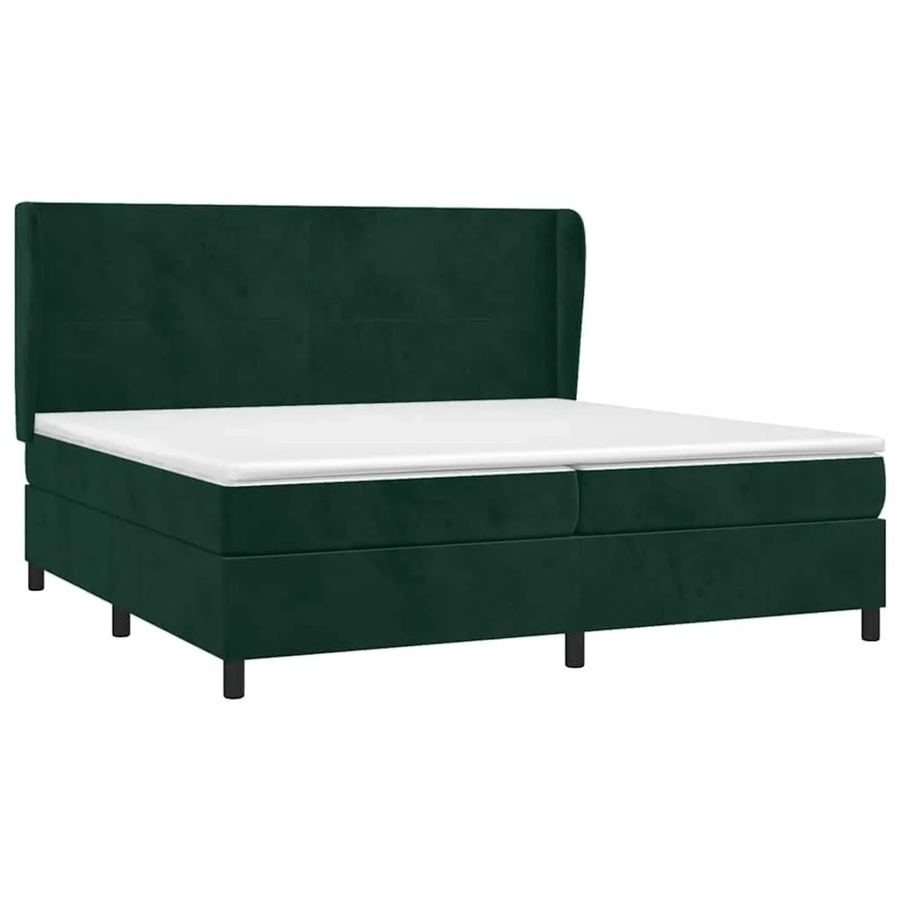 vidaXL Boxspringbett mit Matratze Dunkelgrün Samt Hybrid-Design B/T/H: 200 x 200 x 203 cm - Bild 2