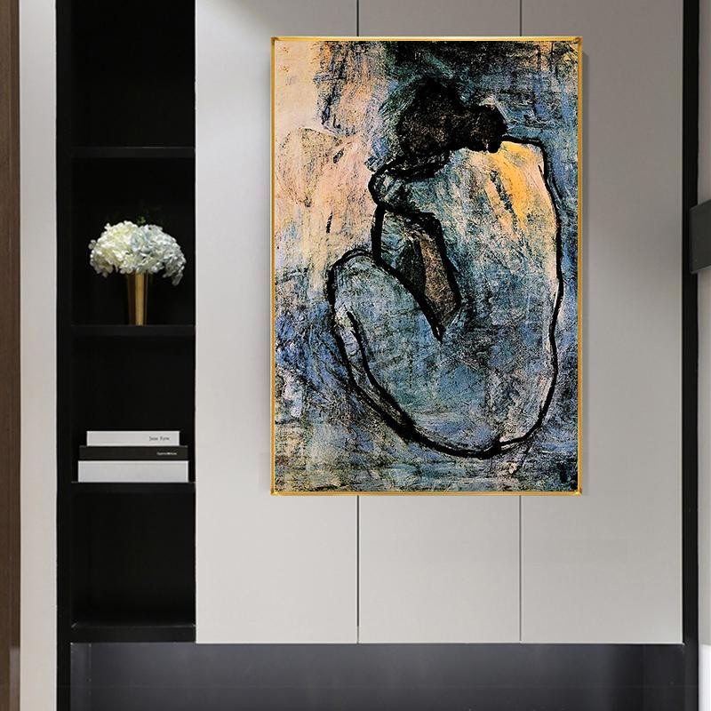 Leinwandgemälde Blauer Akt von Pablo Picasso in Blau und Multicolour, moderne Wandkunst für dein Zuhause oder Büro, Breite: 60 cm, Höhe: 100 cm - Bild 2