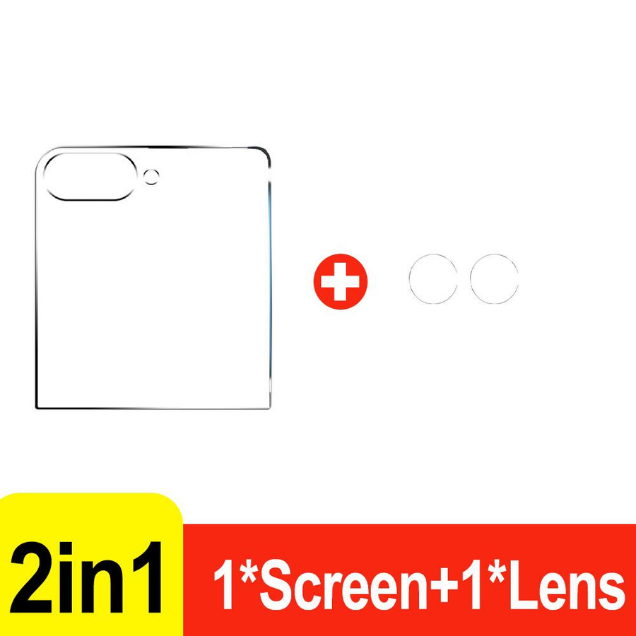 Rainbow Rain Displayschutzfolie aus gehärtetem Glas und Kamera-Objektivfolie für Samsung Galaxy Z Flip 6 und Z Flip 5, transparent - Bild 2