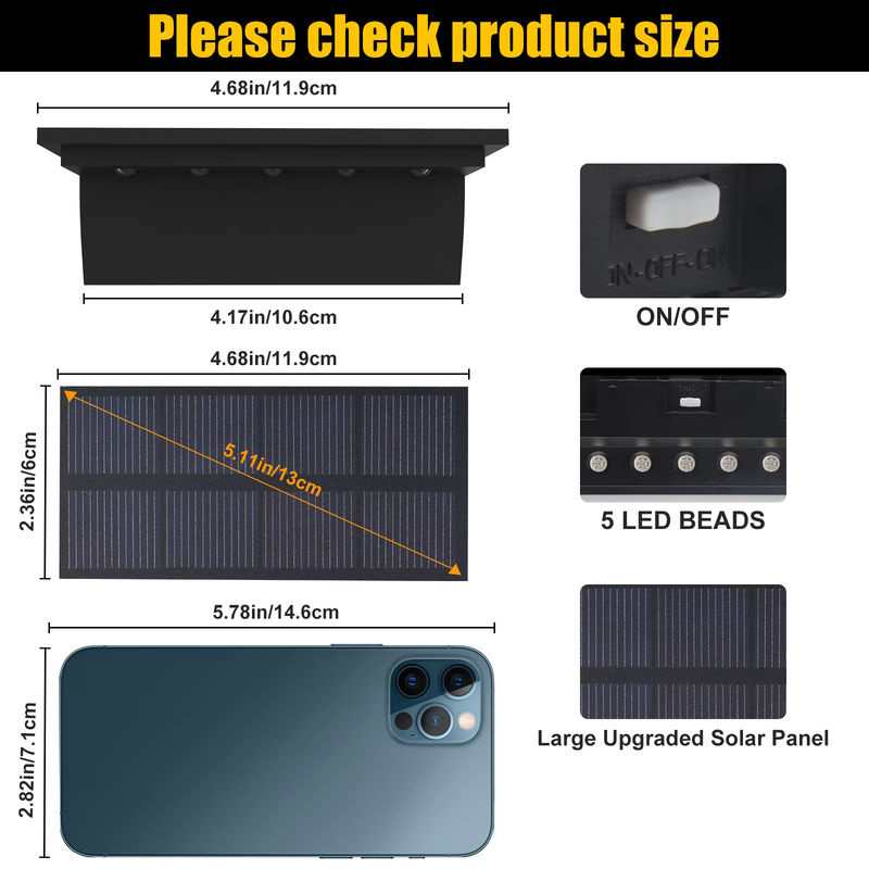 T-SUNRISE Solar LED Außenleuchte für Treppen und Stufen mit RGB/3000k/6000k Lichtoptionen, IP65 wetterfest, Mehrfarbig - Bild 2