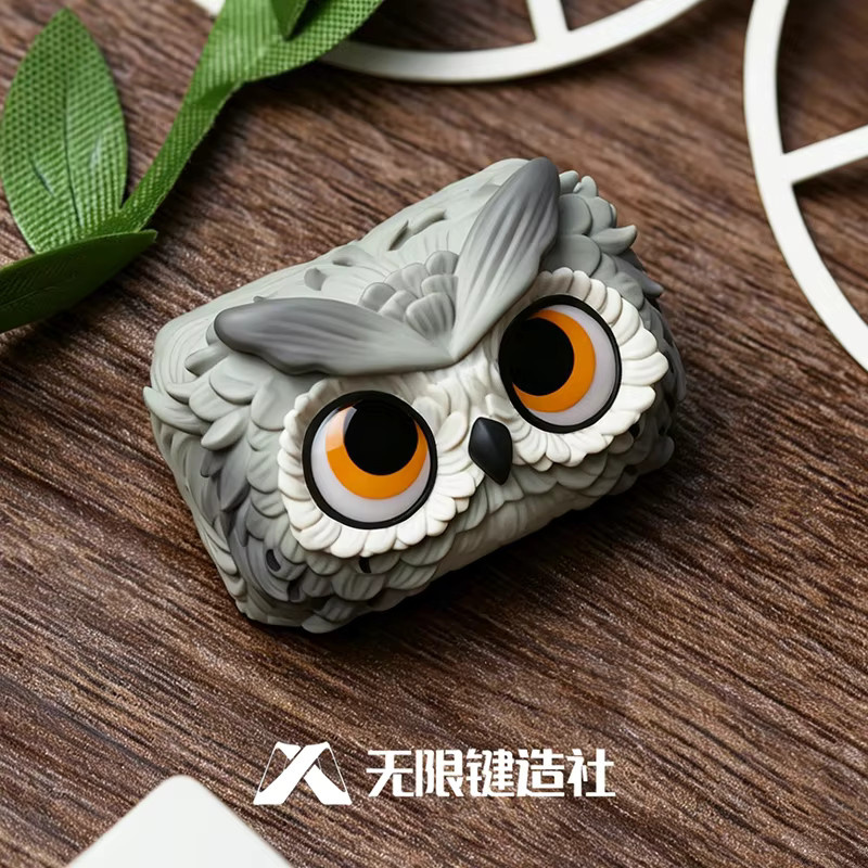 Lobo Keycap Owl Cute Anime Personalisierte Harz-Tastenkappe 1,5u für mechanische Tastaturen in Beige und Grau - Bild 2
