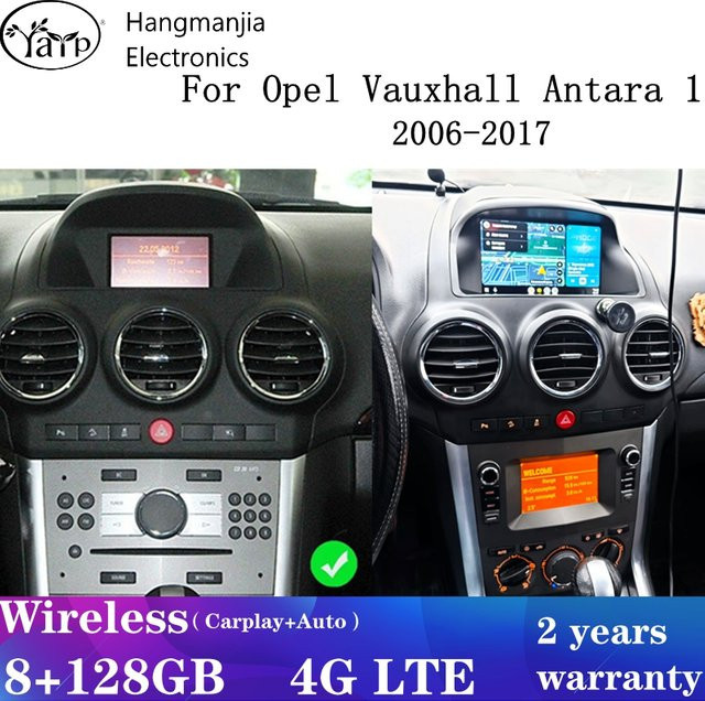 Multimedia Autoradio für Vauxhall Opel Antara mit kabellosem CarPlay, Android Auto, GPS und 4G in Schwarz - Bild 1