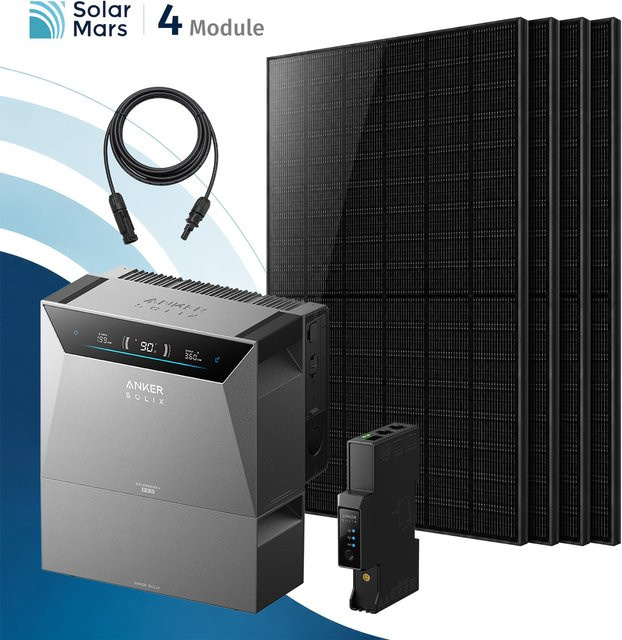 Anker SOLIX Solarbank 4 E5000 Pro Balkonkraftwerk Set mit 2000W, 1x BP2700 Erweiterungsakku und 4x 500W Solarmodulen, Farbe: Grau - Bild 1