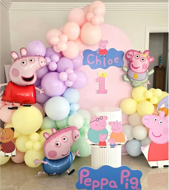 Hasbro Peppa Pig Party-Ballonset mit Folienballons und Latex-Zahlenballons in Mehrfarbig für Kindergeburtstage und Babypartys - Bild 1