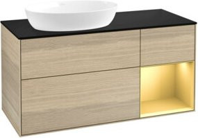 V&B Waschtischunterschrank Finion in Ocean mit Eichenregal, Breite: 120 cm, Tiefe: 50,1 cm, Höhe: 50,1 cm - Bild 1
