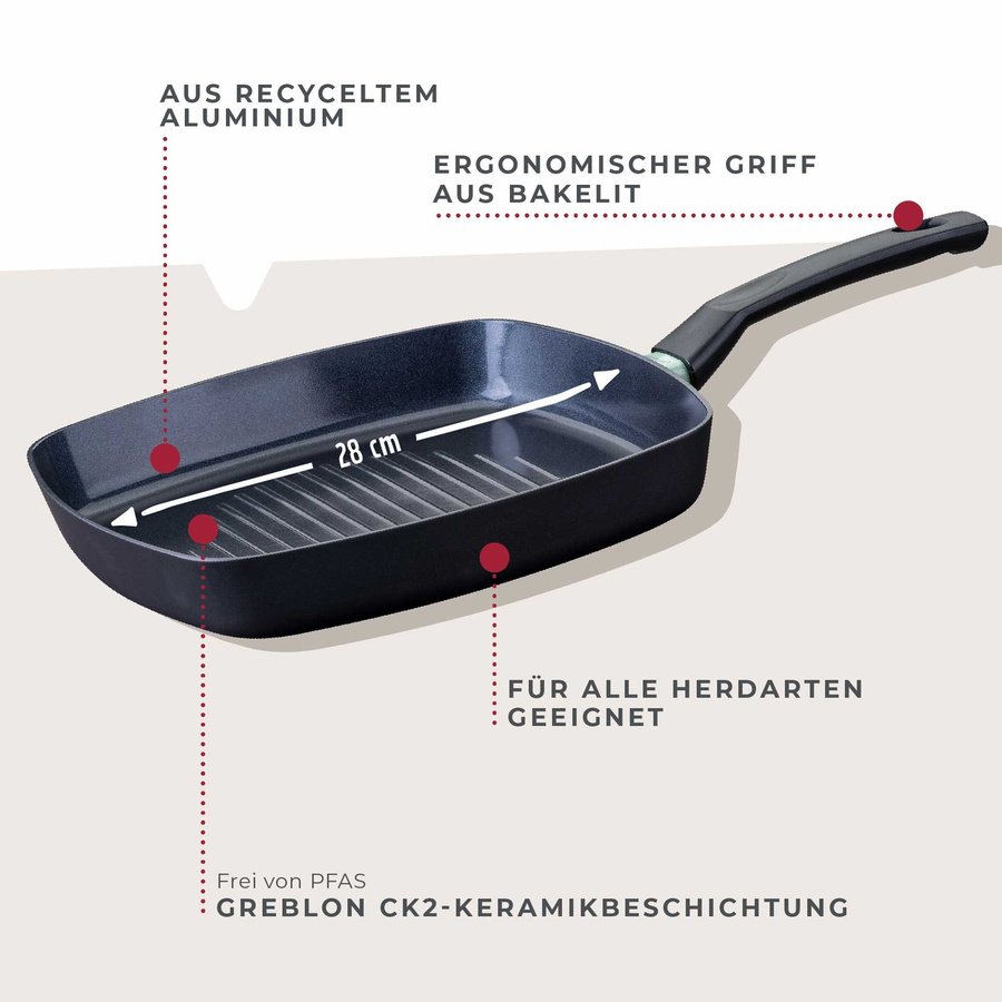 Fackelmann Grillpfanne Brandao aus Keramik in Schwarz, Ø 28 cm - Bild 3