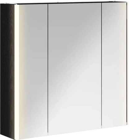vidaXL Badezimmerspiegelschrank in Schwarz mit LED-Beleuchtung und Glasfront, B/T/H: 60,5 x 15,5 x 88,9 cm