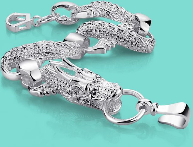 Armband Allbestart, 925 Sterlingsilber, Drache, 23 cm, Unisex - Bild 1