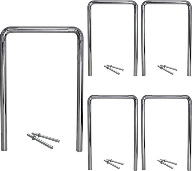 TRUTZHOLM 5er Set Fahrradanlehnbügel Typ U aus Edelstahl in Silber, B/H: 118 x 78 cm, Durchmesser: 60 mm - Bild 1