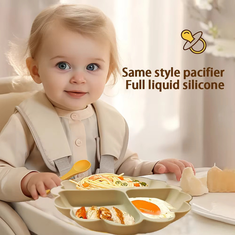 Gelbe Silikongeschirr-Trainingsschüssel für Babys mit starker Saugplatte - Bild 2