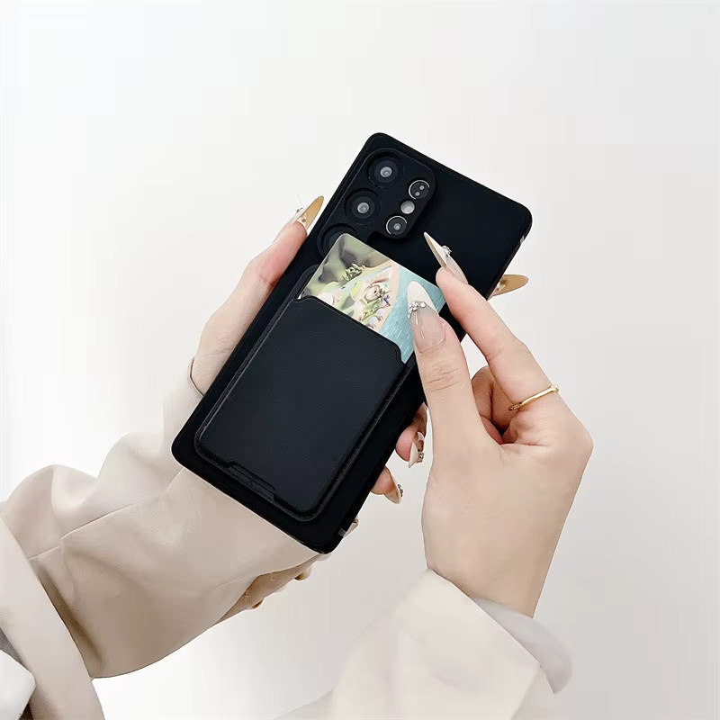Luxus Handyhülle mit Kartenfach und Brieftaschenhalter für Samsung Galaxy S25 S24 S23 S22 Ultra Plus FE A56 A72 in Schwarz - Bild 2