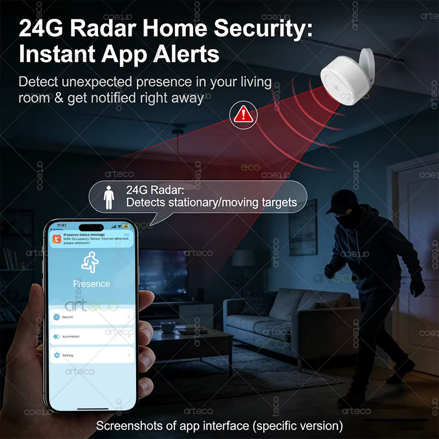 Tuya Mini Zigbee Anwesenheitssensor mit 24GHz mmWave Radar-Detektor in Weiß zur Statisch- und Bewegungserkennung für Tuya, Home Assistant und Z2MQTT - Bild 5
