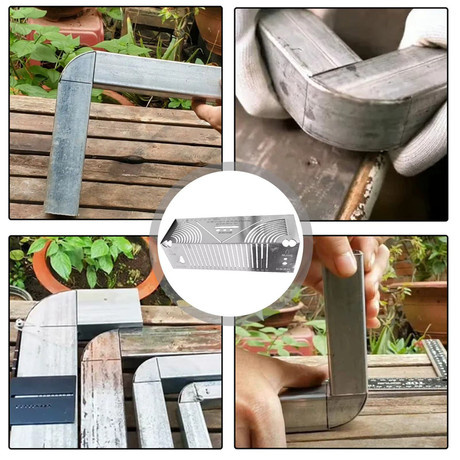 Multifunktionales Bogenwinkel-Markierlineal aus Metall in Silber als 90-Grad-Faltlineal und Ecklineal für präzise Linienzeichnungen - Bild 5