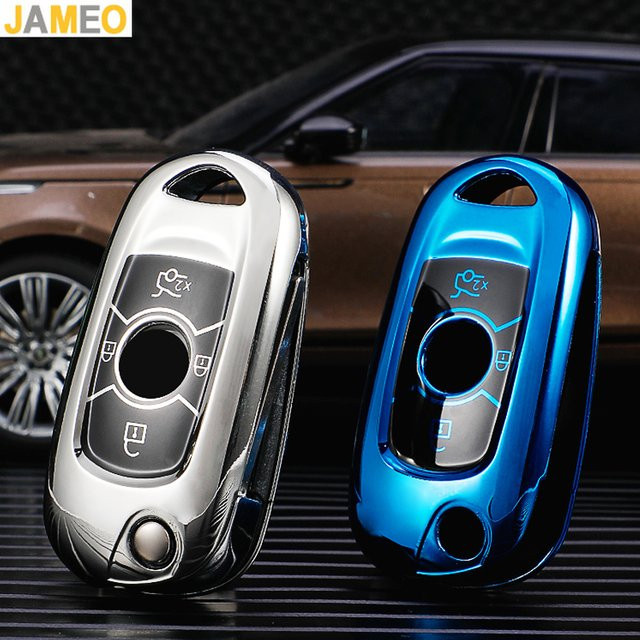 JAMEO AUTO TPU Auto Flip Schlüssel Schutzhülle für Opel Vauxhall Astra K Corsa E und Buick Verano Encore GX GL6, Farbe: Silber - Bild 1