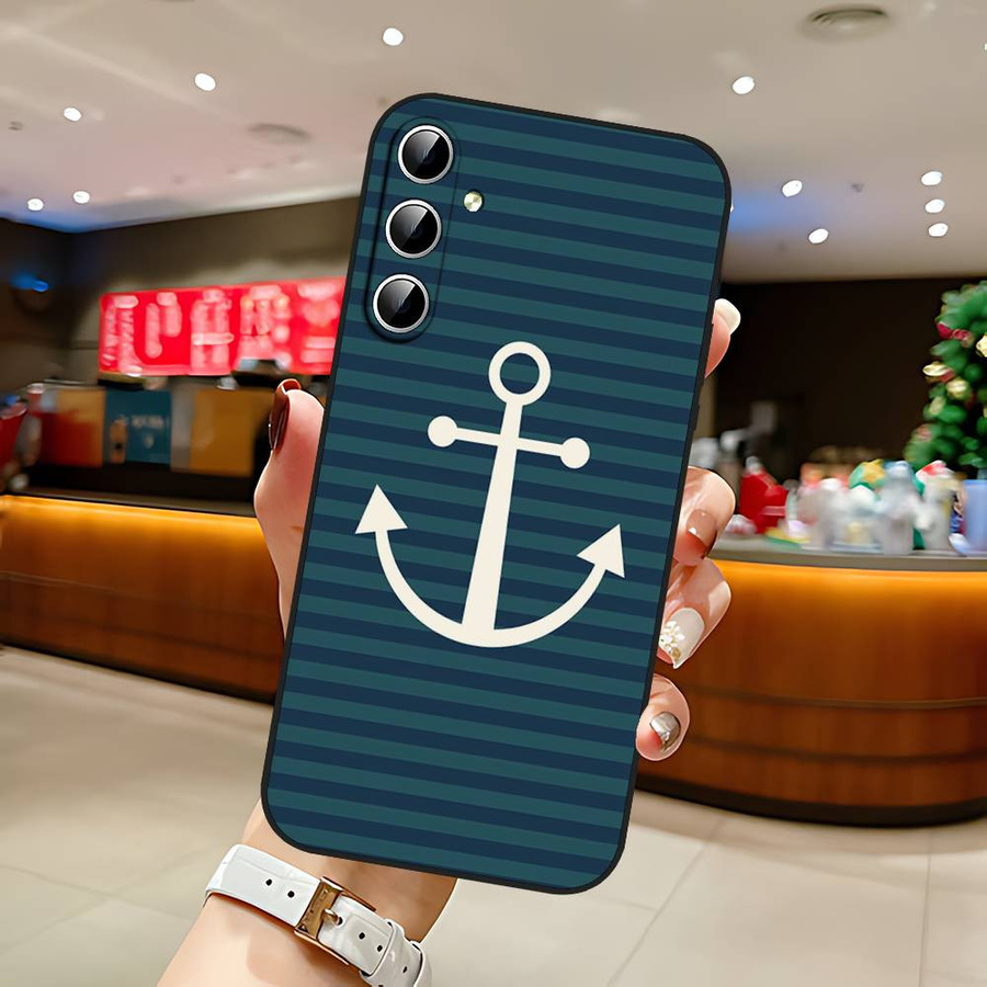 Handyhülle mit Cartoon-Seemanns-Anker Design für Samsung Galaxy S21 S22 S23 S24 S25 S26 S20 A52 Plus Ultra FE 5G in Blau - Bild 3
