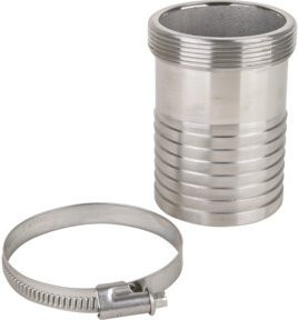 Wilo Schlauchanschluss DN 50, R 2 mit Schlauchstülpe d 60mm aus Kunststoff in Silber - Bild 1