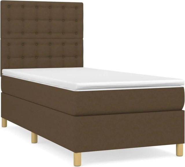 vidaXL Boxspringbett mit Matratze Dunkelbraun B/T/H: 80 x 200 x 128 cm - Bild 1