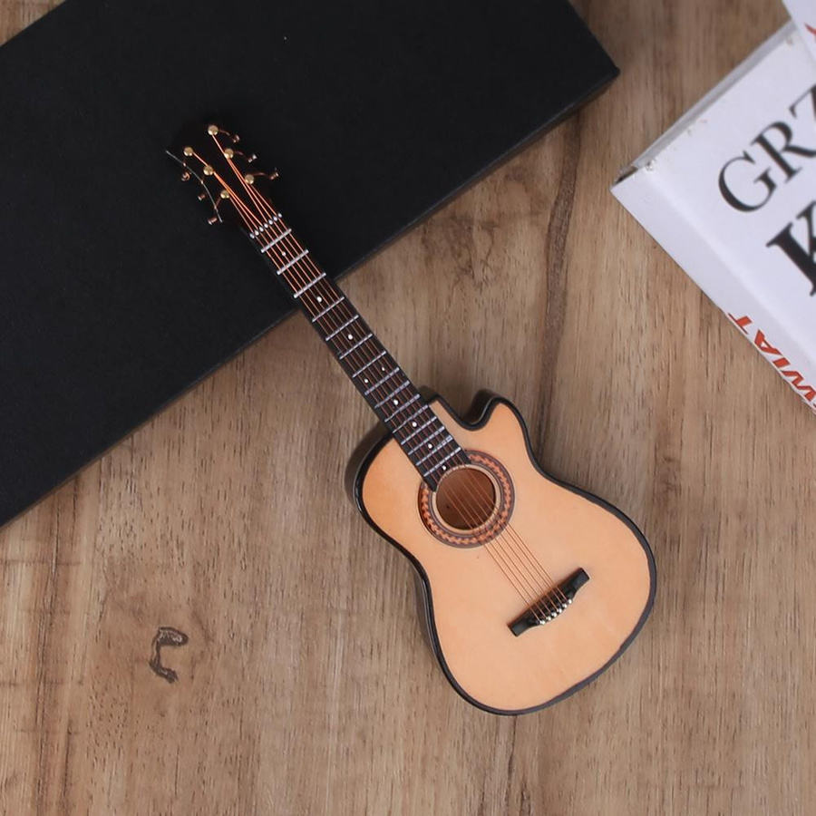 Shoemst Miniatur Akustikgitarrenmodell aus Holz als Schreibtischdekoration, Höhe: 20 cm - Bild 2