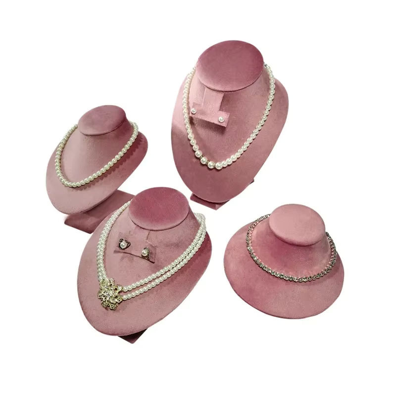 Rosa Samt Halsketten Display Ständer für Schmuck und Perlenketten - Bild 3