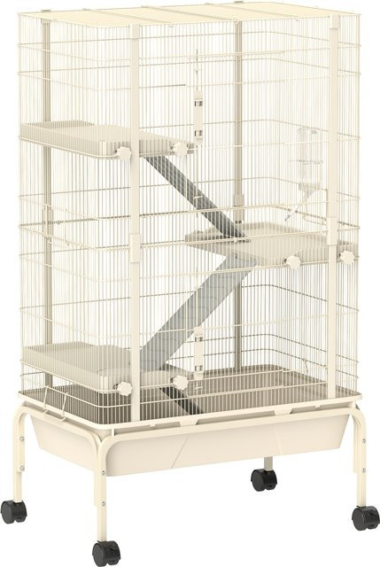 PawHut Kleintierkäfig beige mit Zubehör und 3 Rampen, B/H/L: 44 x 120 x 69 cm, von Aosom - Bild 1
