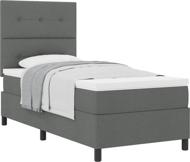 vidaXL Boxspringbett mit Matratze in Grau mit Taschenfederkern, B/T: 90 x 190 cm - Bild 1