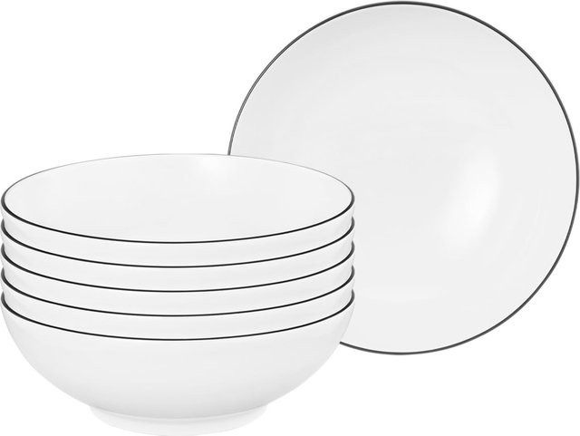 Seltmann Weiden Dessertschalen Lido Black Line aus Porzellan, Schwarz/Weiß, 6er Set, Durchmesser: 15 cm - Bild 1
