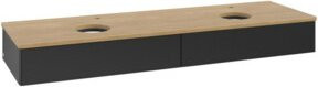V&B Waschtischunterschrank Antao mit Beleuchtung, Eiche Honig und Blau lackiert, B: 160 cm, T: 50 cm - Bild 1