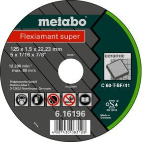 Metabo Trennscheibe gerade für Fliesen, Klinker und Keramik, 25 Stück, Durchmesser: 125 mm, Farbe: Multicolour - Bild 1